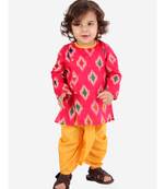 Pink  Ikkat Print Kurta Dhoti