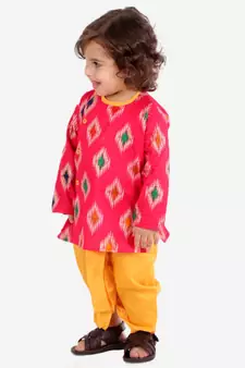 Pink  Ikkat Print Kurta Dhoti