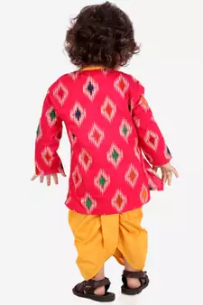 Pink  Ikkat Print Kurta Dhoti