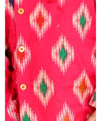 Pink  Ikkat Print Kurta Dhoti 5