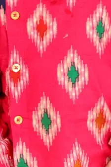 Pink  Ikkat Print Kurta Dhoti