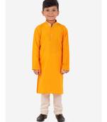 Yellow Golden Collar Kurta Pajama Set