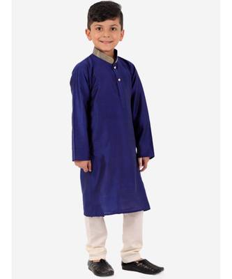 Blue Golden Collar Kurta Pajama Set 2