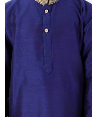 Blue Golden Collar Kurta Pajama Set 5