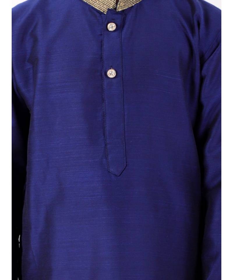 Blue Golden Collar Kurta Pajama Set