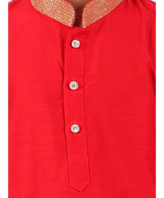 Red Golden Collar Kurta Pajama Set 5
