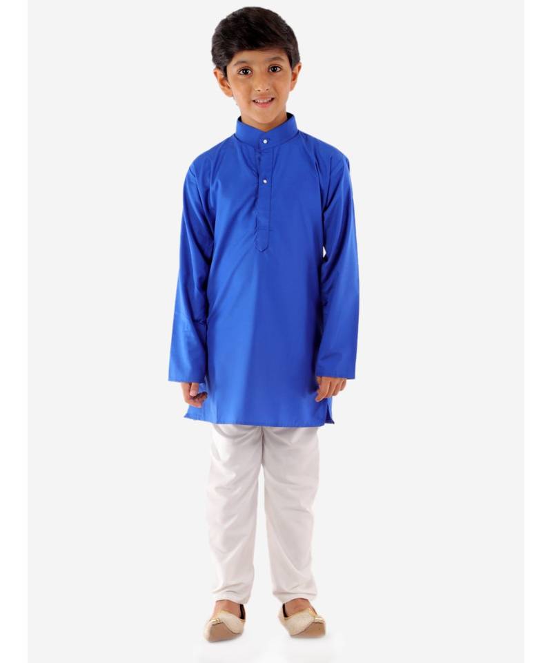 Pink   Blue Kurta Pajama With Floral Jacket