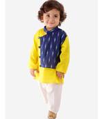 Blue   Yellow Front Pannel Kurta Pajama Set