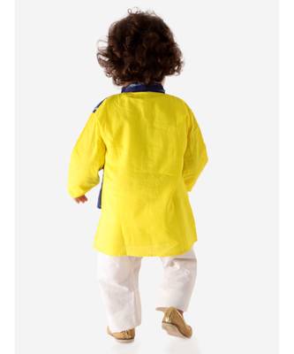 Blue   Yellow Front Pannel Kurta Pajama Set 4