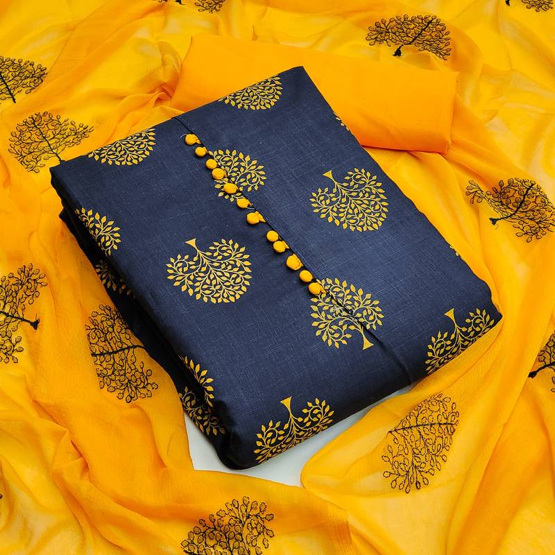Blue printed cotton salwar