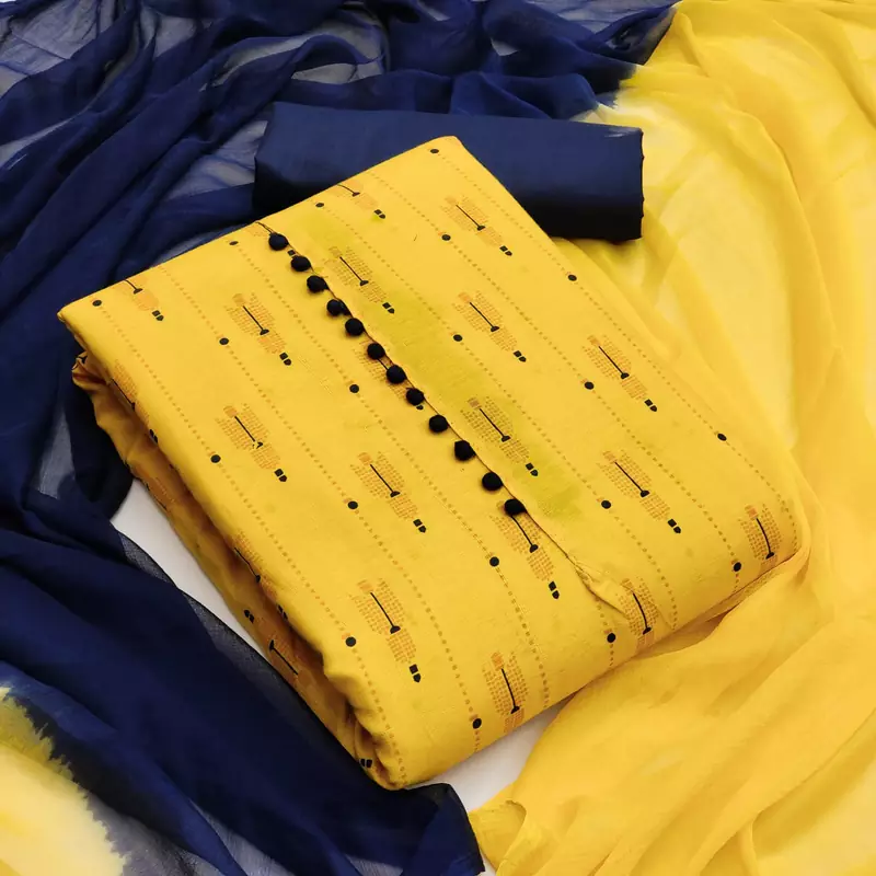 Yellow printed cotton salwar