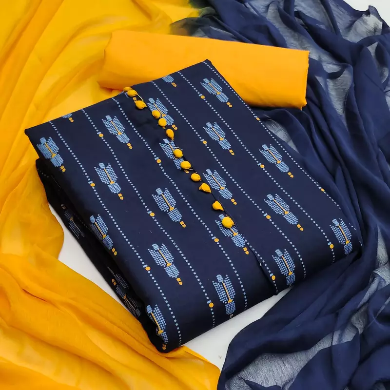Blue printed cotton salwar