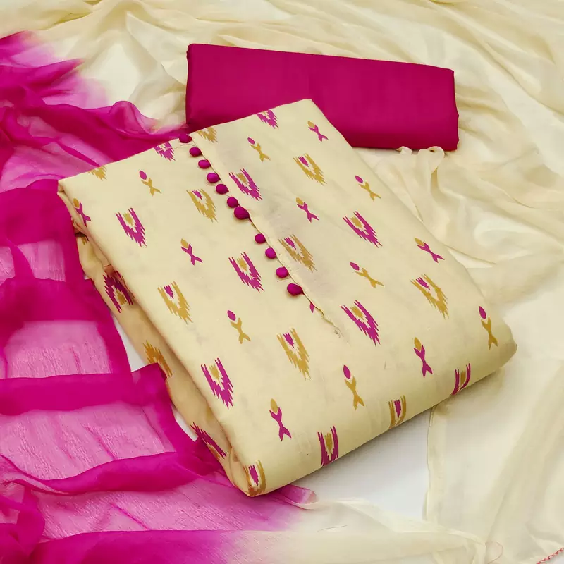 White printed cotton salwar