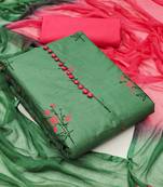 Green embroidered cotton salwar