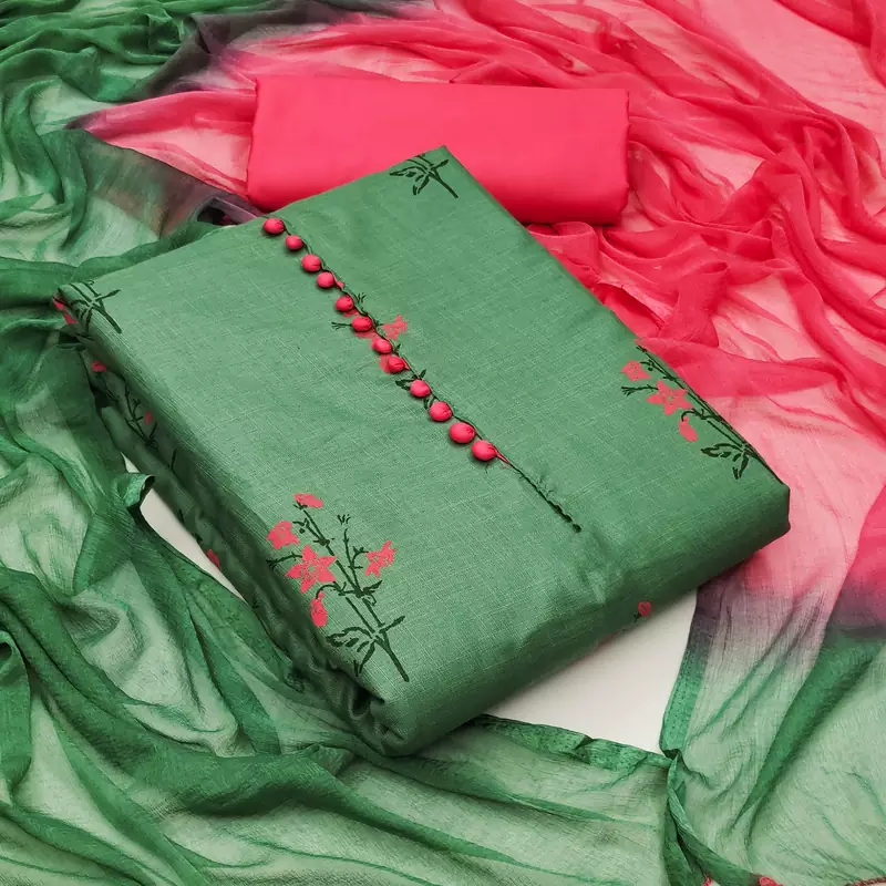 Green embroidered cotton salwar
