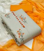 Beige embroidered cotton salwar