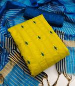 Yellow embroidered chanderi salwar