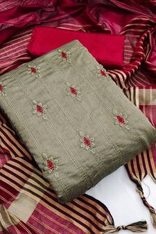Beige embroidered chanderi salwar