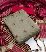 Beige embroidered chanderi salwar