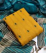 Yellow embroidered chanderi salwar