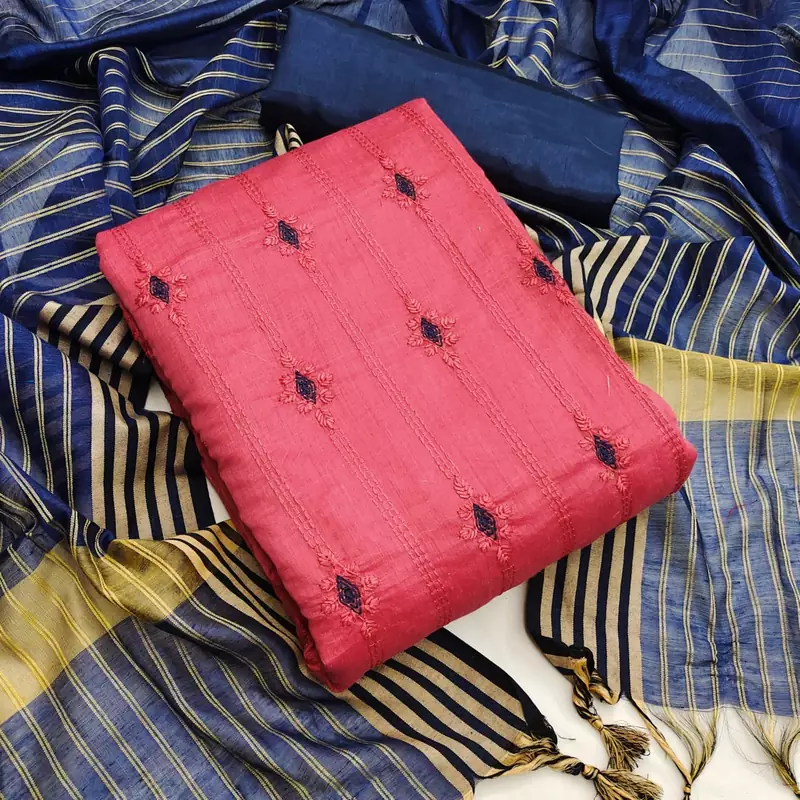 Pink embroidered chanderi salwar