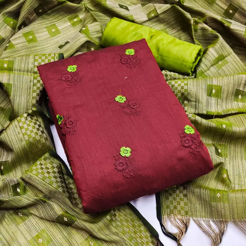 Maroon embroidered chanderi salwar