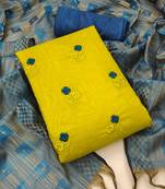 Yellow embroidered chanderi salwar