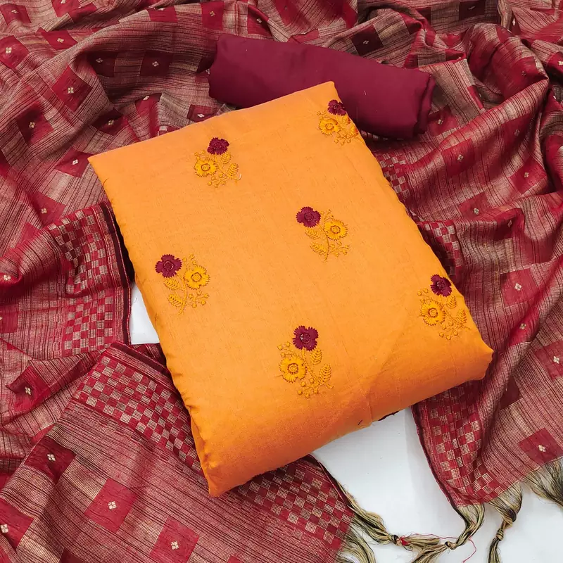 Orange embroidered chanderi salwar