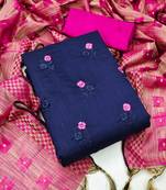 Blue embroidered chanderi salwar