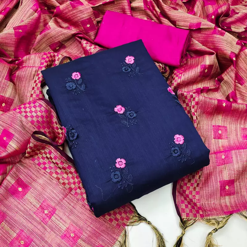 Blue embroidered chanderi salwar