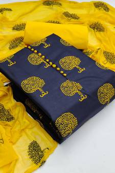 Blue printed cotton salwar