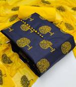 Blue printed cotton salwar