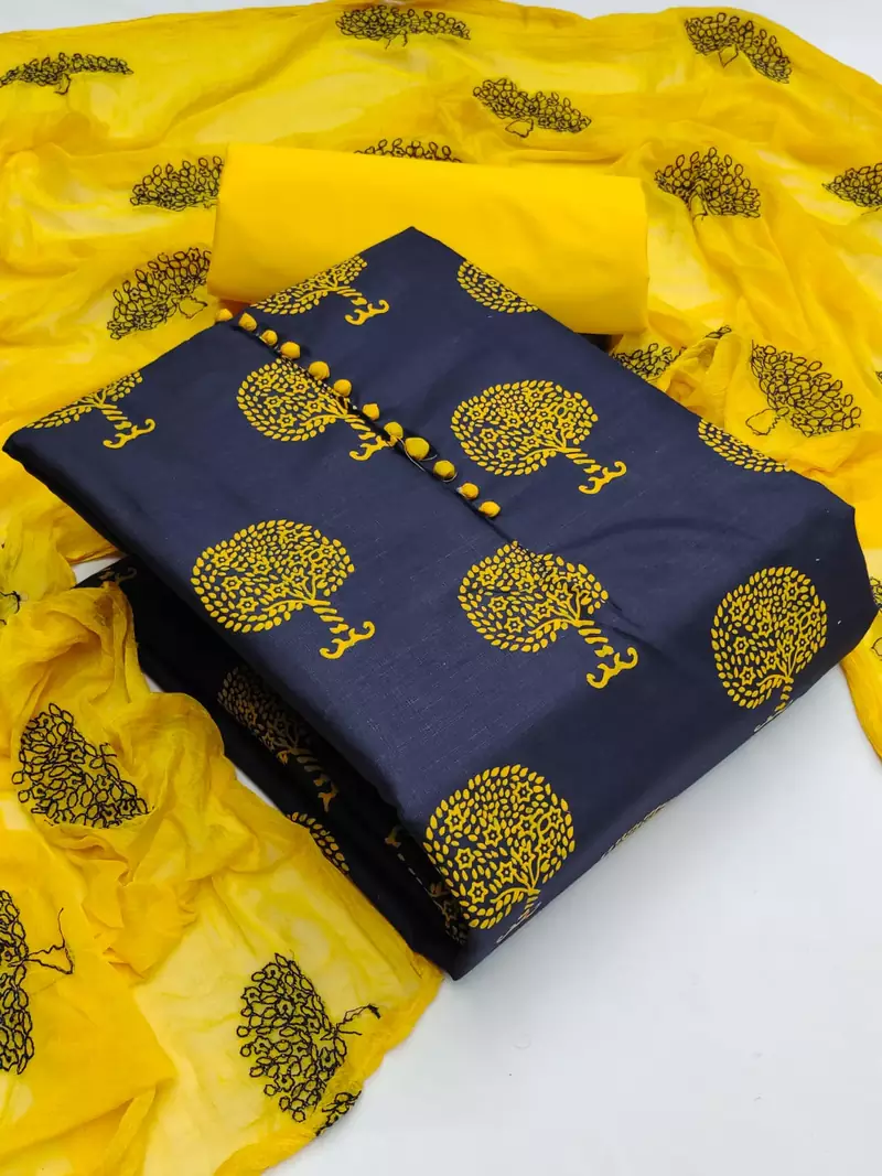 Blue printed cotton salwar