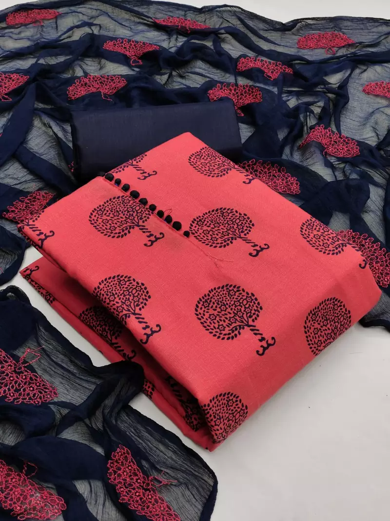 Pink printed cotton salwar