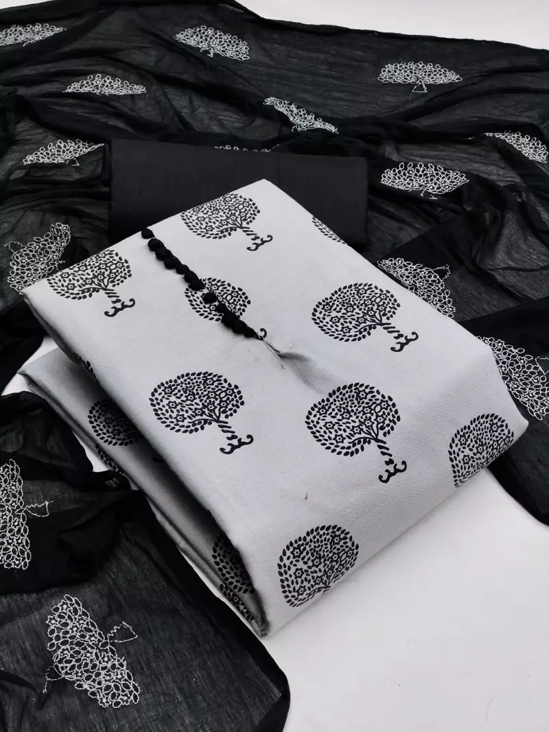 Grey printed cotton salwar