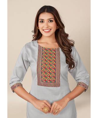Grey Cotton stitched   Kurta &    Bottom 4