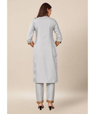 Grey Cotton stitched   Kurta &    Bottom 5