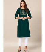 Dark Green Cotton stitched   Kurta