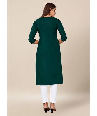 Dark Green Cotton stitched   Kurta 5