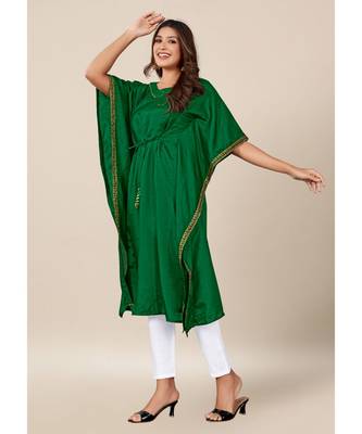 Green Dola Silk stitched   Kaaftan 3