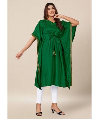Green Dola Silk stitched   Kaaftan 4