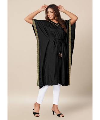 Black Dola Silk stitched   Kaaftan 1