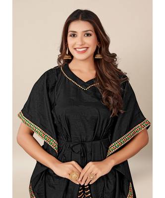 Black Dola Silk stitched   Kaaftan 4