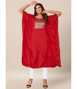 Red Dola Silk stitched   Kaaftan