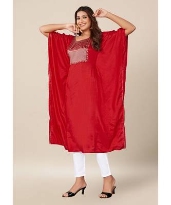 Red Dola Silk stitched   Kaaftan 2