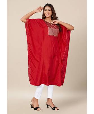 Red Dola Silk stitched   Kaaftan 3