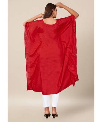 Red Dola Silk stitched   Kaaftan 5
