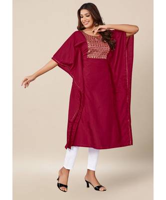 Maroon Dola Silk stitched   Kaaftan 1