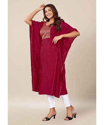 Maroon Dola Silk stitched   Kaaftan 3