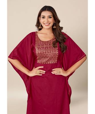 Maroon Dola Silk stitched   Kaaftan 4